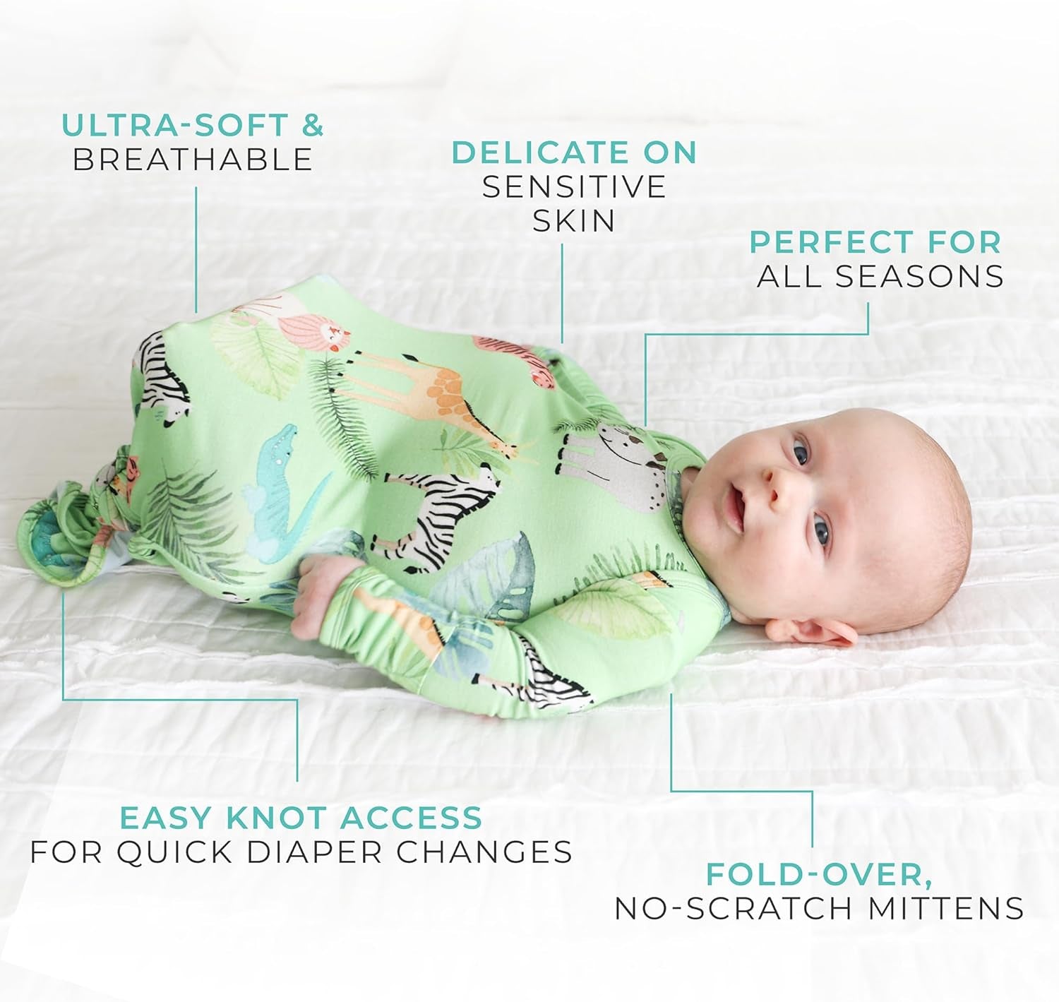 LUMÉA™ Knotted Dreams Newborn Girl Gown - Soft Sleep Gown (0 - 3M) - Lumea Baby