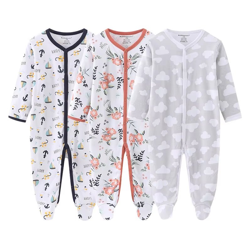 Lumea Cartoon Friends 3 - Piece Baby Jumpsuit Set - 100% Cotton Zipper Rompers (0 - 12M) - Lumea Baby