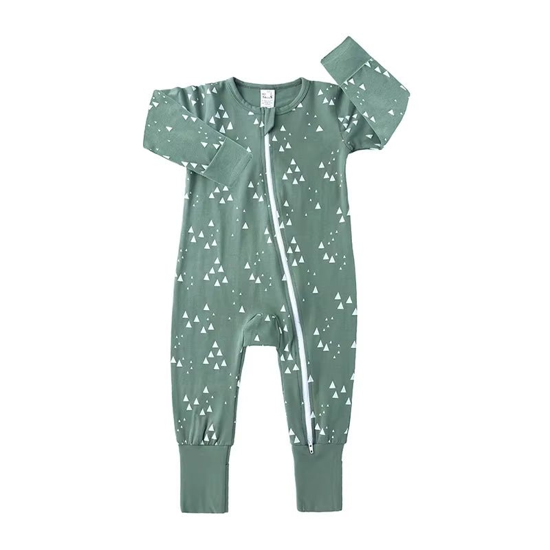 New Double Zipper Infant Baby Girl Boy Clothes Geometry Long Sleeve Cotton Baby Romper Clothing for Newborn Jumpsuit 0 - 24 Months - Lumea Baby