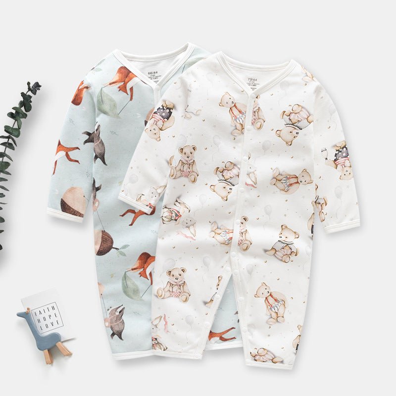 Lumea Wild Friends Baby Romper — Organic Cotton Bear & Fox Bodysuit (0–4Y) - Lumea Baby