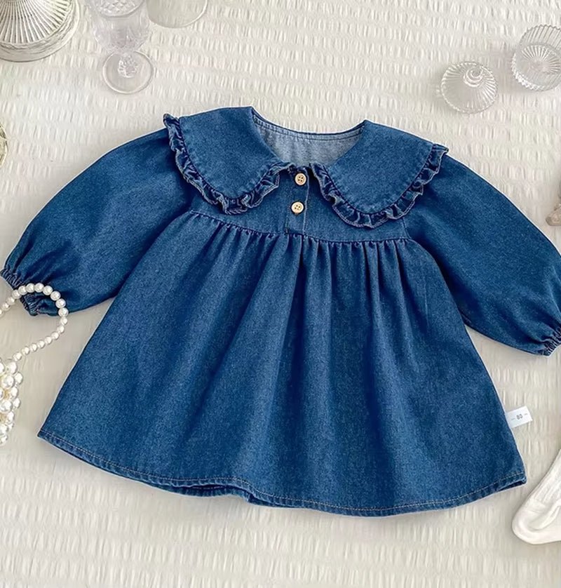 Lumea Denim Dreams Baby & Toddler Girls Bodysuit - Peter Pan Collar One - Piece (6M - 5T) - Lumea Baby