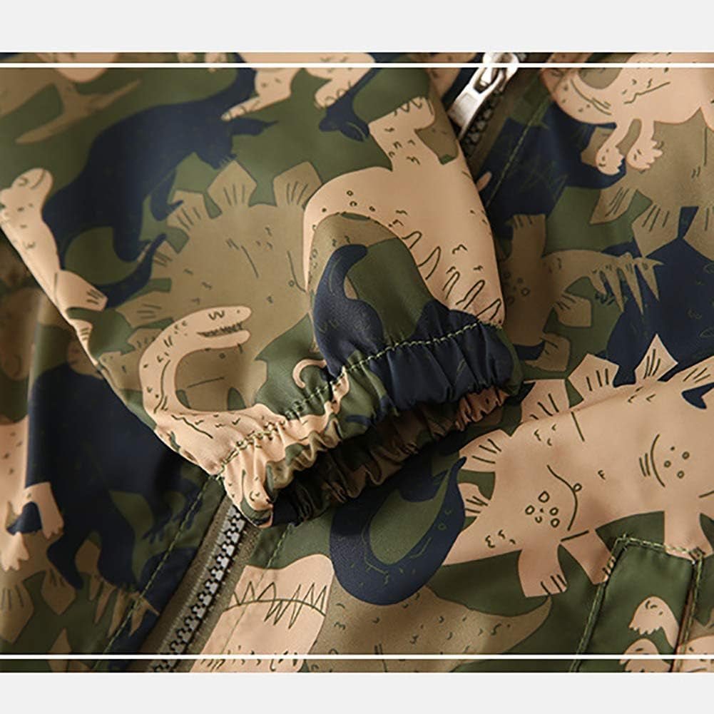 Lumea Dino Adventure Hooded Windbreaker Jacket Boys Zip Up Coat (3 - 4T) - Lumea Baby