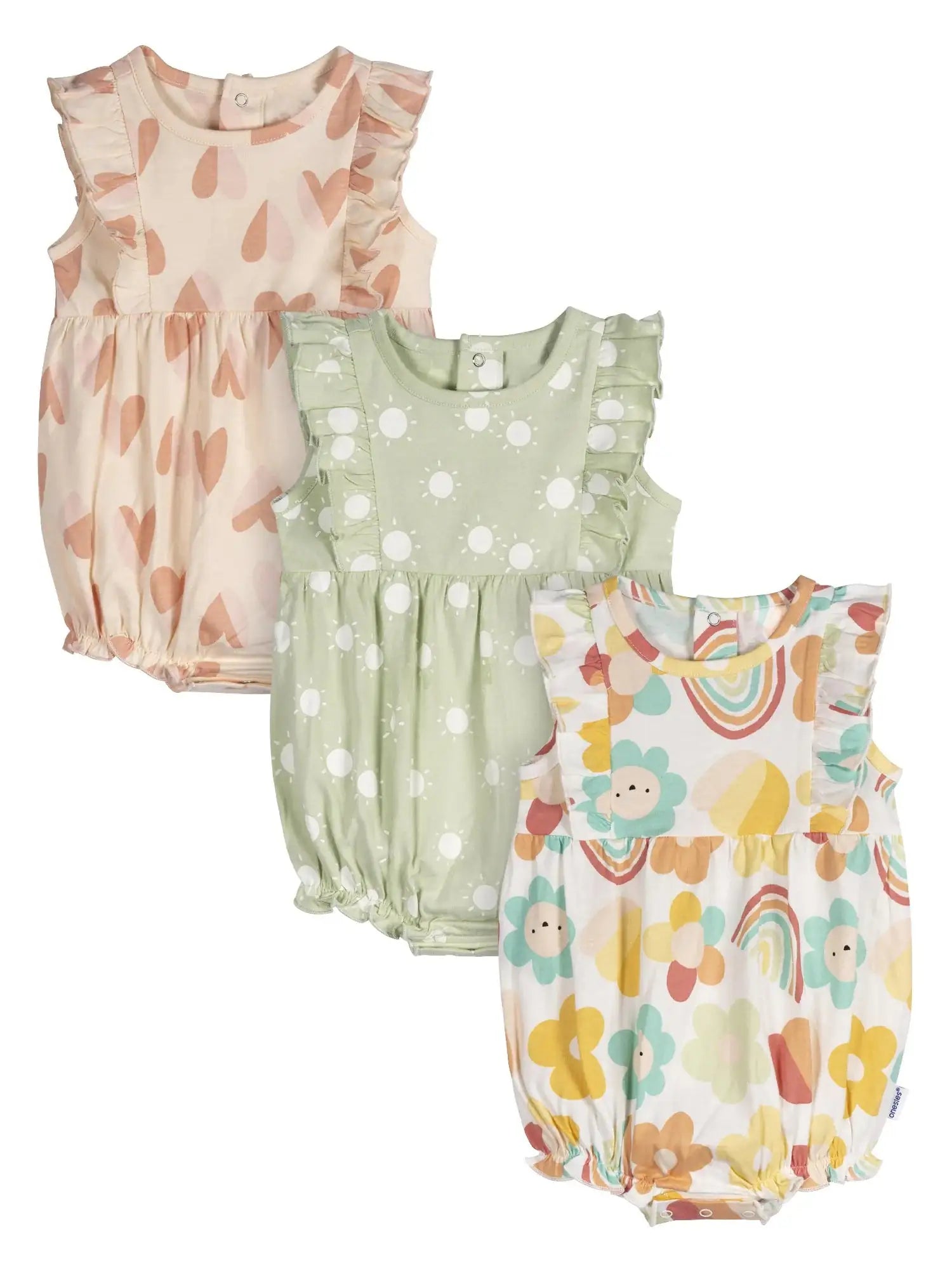 Lumea Sweet Ruffle Baby Girl Rompers 3 - Pack (0 - 24M) - Lumea Baby