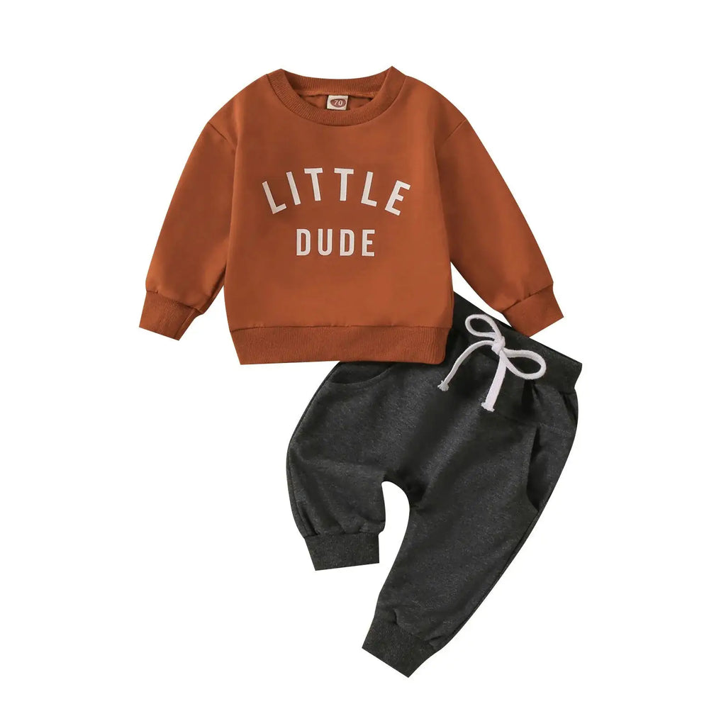 Lumea Street Style 2 - Piece Baby Boy Set - Letter Print Sweatshirt & Joggers (12 - 18M) - Lumea Baby