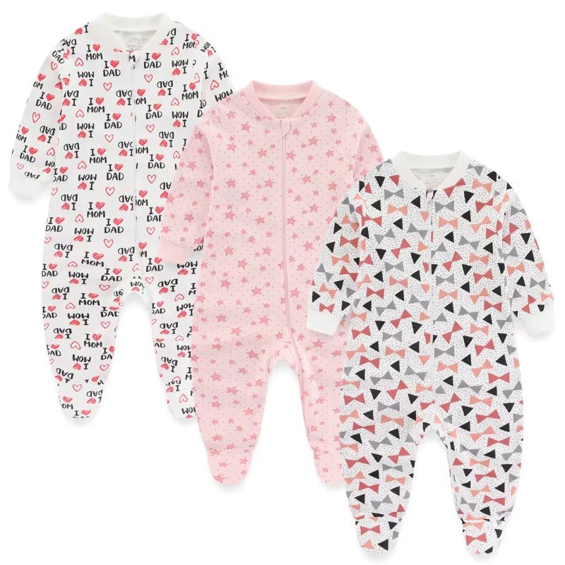 Lumea Cartoon Friends 3 - Piece Baby Jumpsuit Set - 100% Cotton Zipper Rompers (0 - 12M) - Lumea Baby