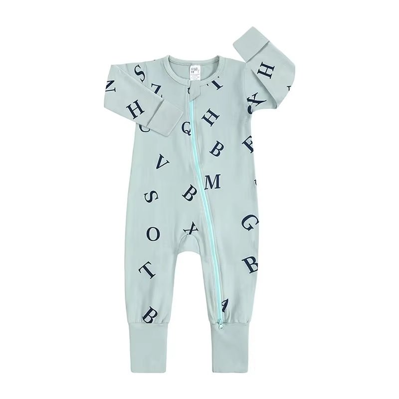 New Double Zipper Infant Baby Girl Boy Clothes Geometry Long Sleeve Cotton Baby Romper Clothing for Newborn Jumpsuit 0 - 24 Months - Lumea Baby