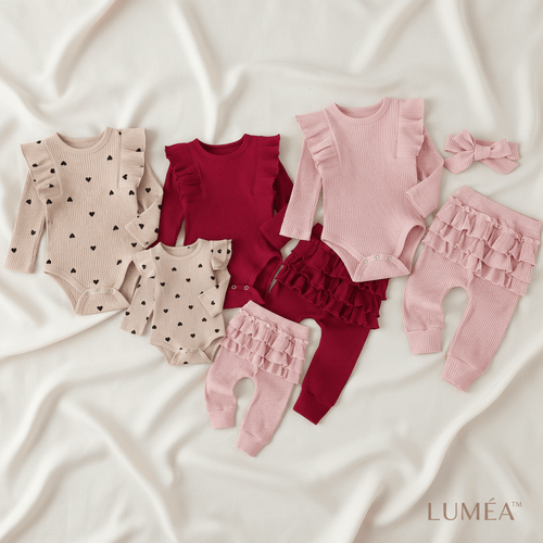 LUMÉA™ "Frill & Bloom" Baby Girl Full Size Run Gift Set - Lumea Baby